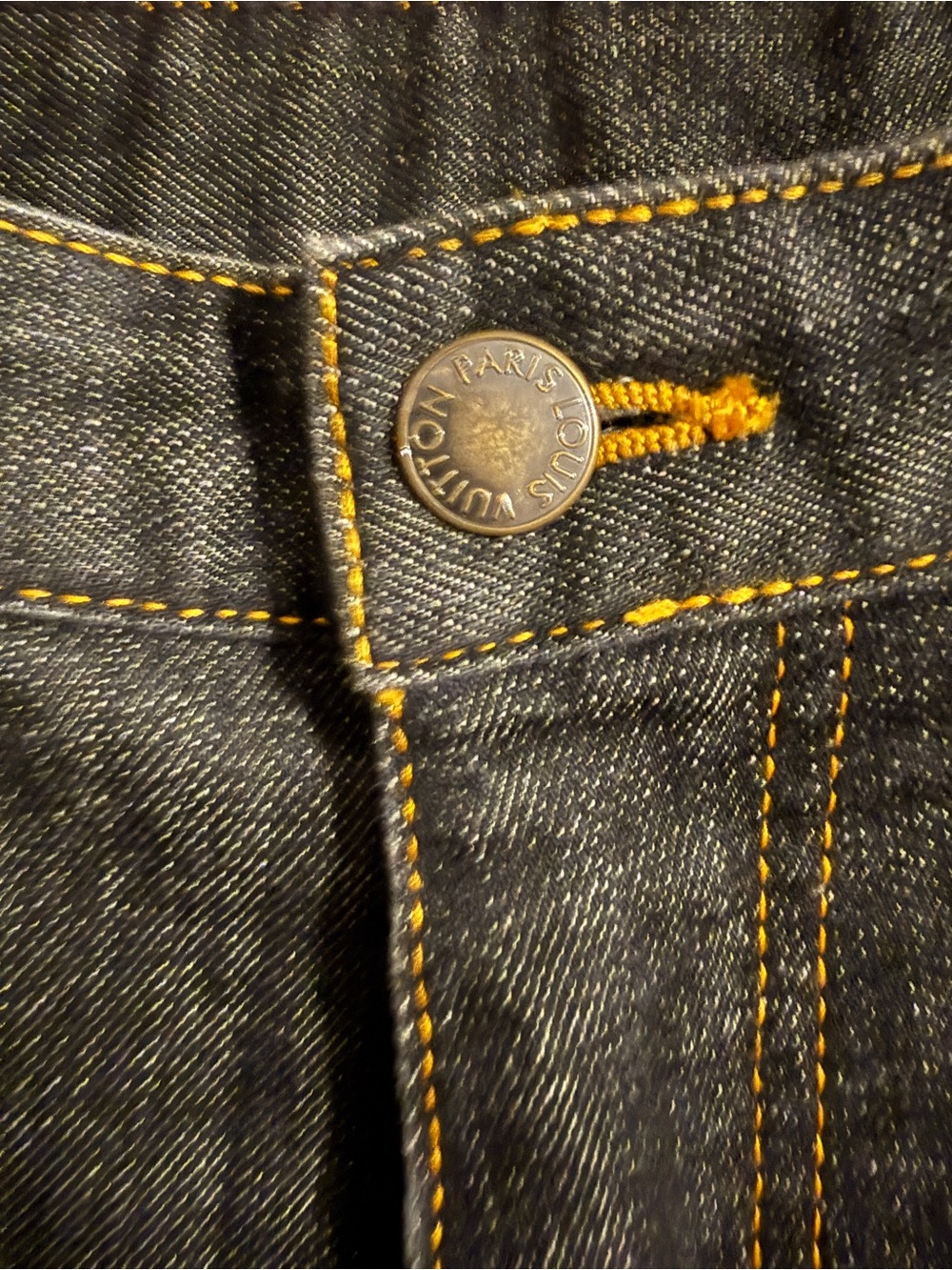 Louis Vuitton 5 Pocket Dark Blue Denim Jeans, size 10, 36”  inseam Vintage - Picture 2 of 14